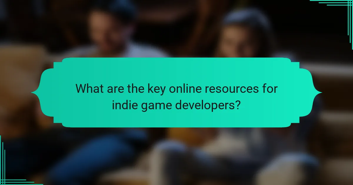 What are the key online resources for indie game developers?